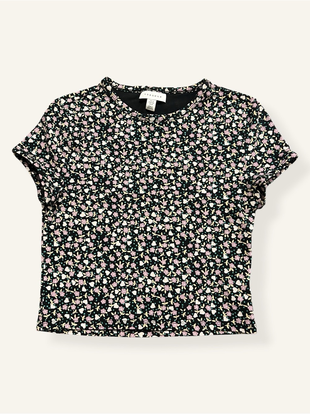 NWOT Topshop Tiny Floral Cropped Baby Tee